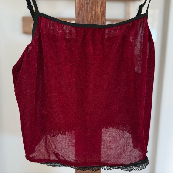 Lace Trim Velvet Women’s Cami Pajama/Lingerie Set Red with Black Trim 2XL EUC - Picture 8 of 10